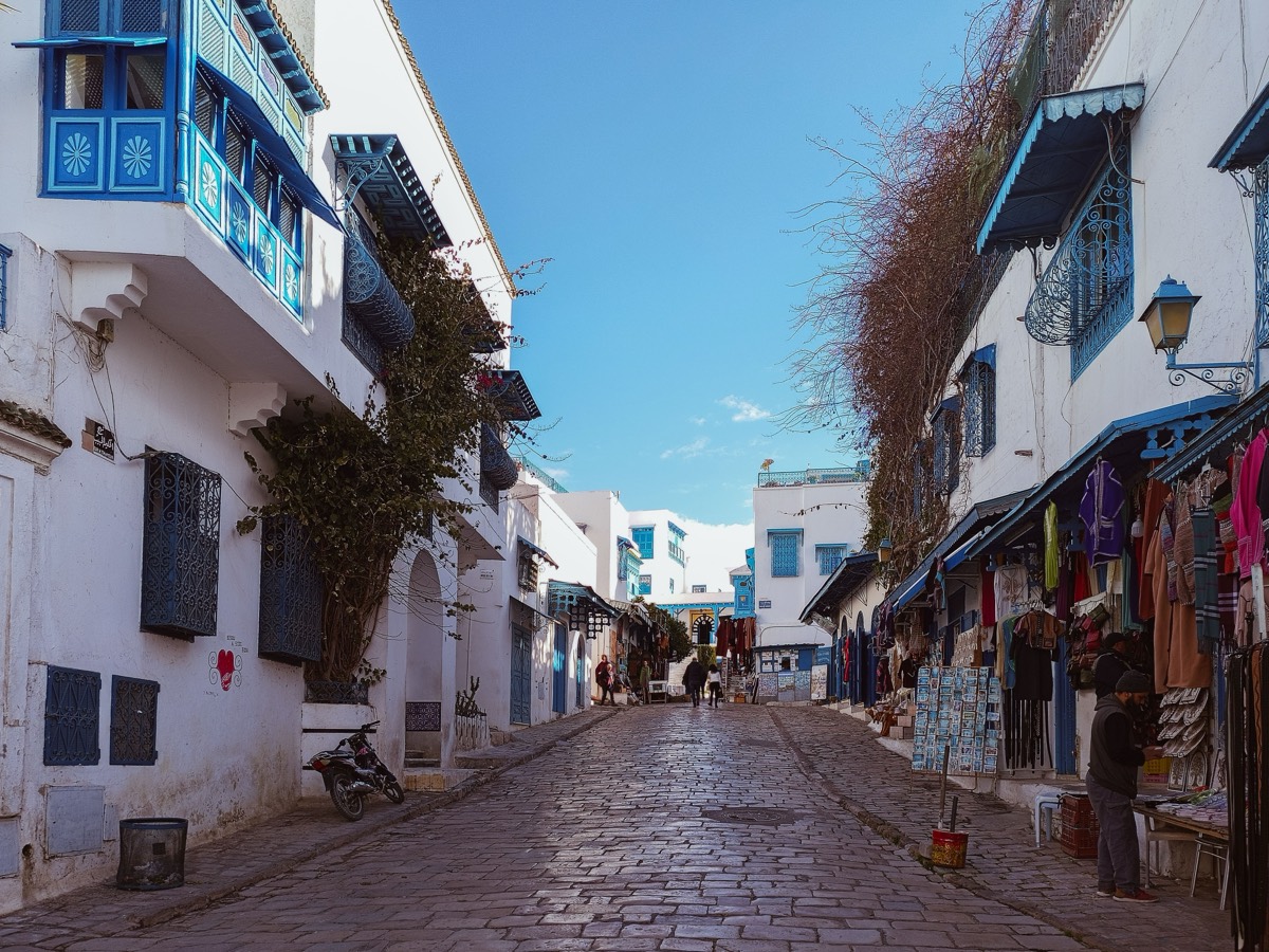 Ruelle blanche et bleue de Sidi Bou Saïd en Tunisie
